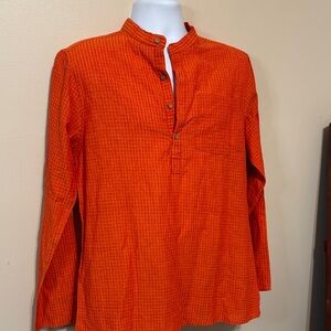 Casual Orange Button Down Shirt for Men